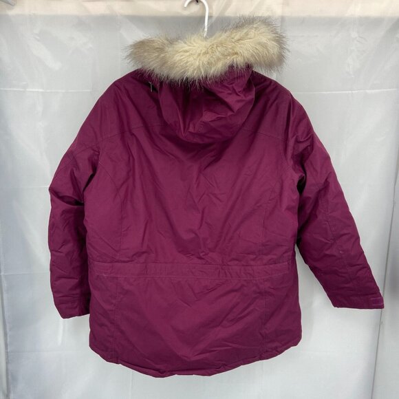 LL Bean Women 1X Baxter State Parka Coat Pink Full Zip Hood 650 Goose Down Fill - Picture 4 of 9